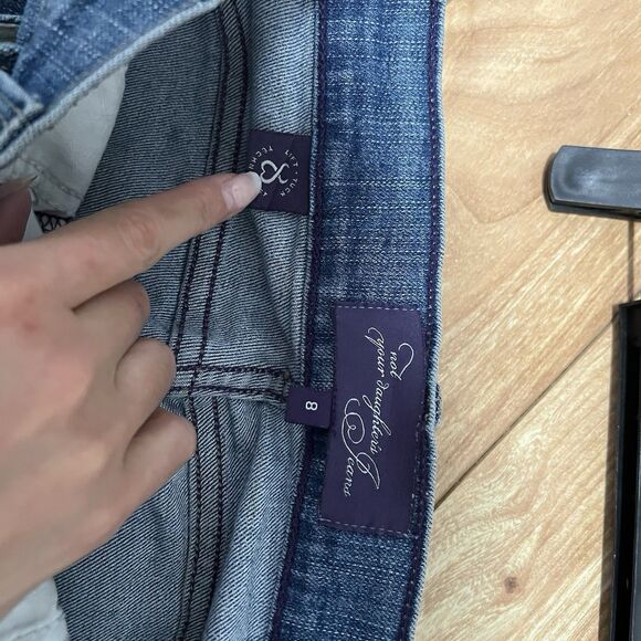 Not Your Daughter's Jeans Size 8 Blue Straight  Lift Tuck NYDJ Y2K Embroidered - Picture 4 of 8